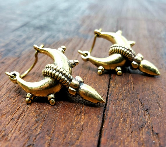 Traditional Indian Tribal Gold Earrings - image 1