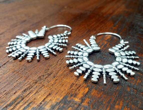 Silver Sputnik Earrings Bohemian Boho Jewelry - image 3