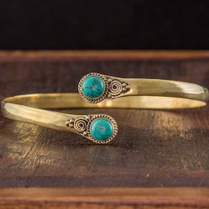 Arm Cuff Gold Turquoise Boho Bohemian Body Jewelry