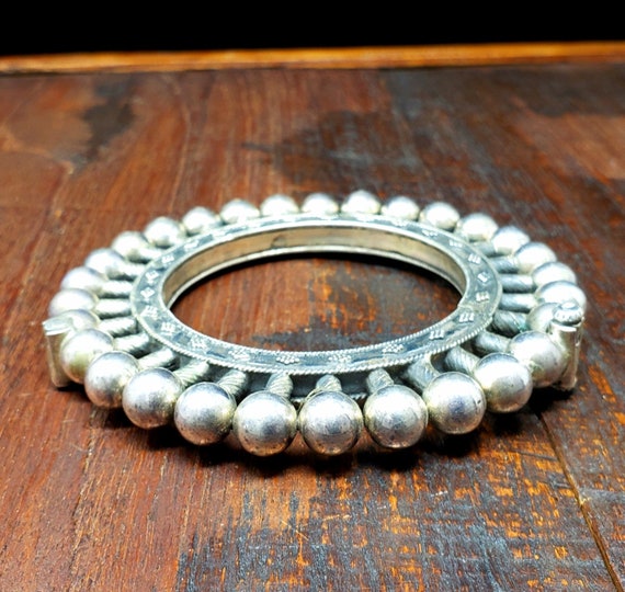 Vintage Rajasthani Sterling Silver Beaded Bangle Vintage Rajasthani Sterling Silver Beaded Bangle