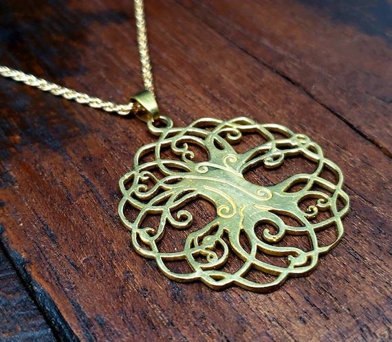 Gold Celtic Tree of life Sacred Geometry Pendant … - image 2