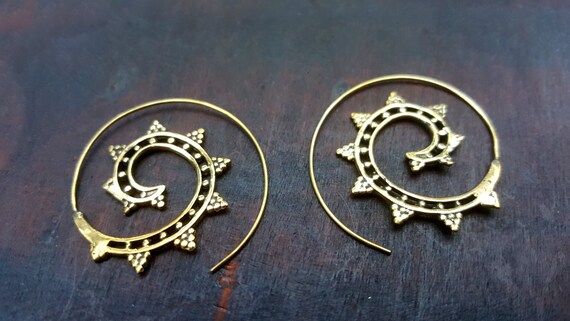Spiral Star Gold Gypsy Earrings - image 1