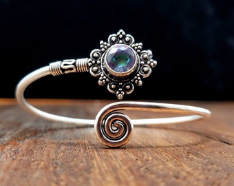 Silver Mystic Topaz Star Adjustable Bangle Bracelet