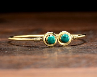 Eenvoudige gouden turkoois armband - Betaalbare messing boho-sieraden