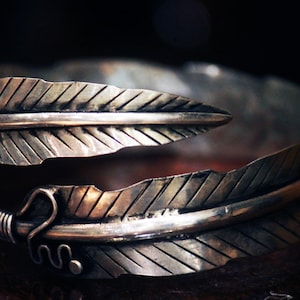 Feather arm cuff bracelet Miao Hmong tribal ethnic silver jewelry bohemian