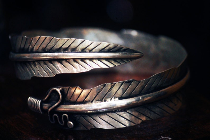 Feather arm cuff bracelet Miao Hmong tribal ethnic silver jewelry bohemian image 1