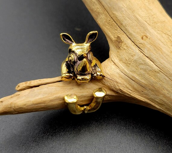 Gold Rhino Ring Adjustable Statement Jewelry - image 2