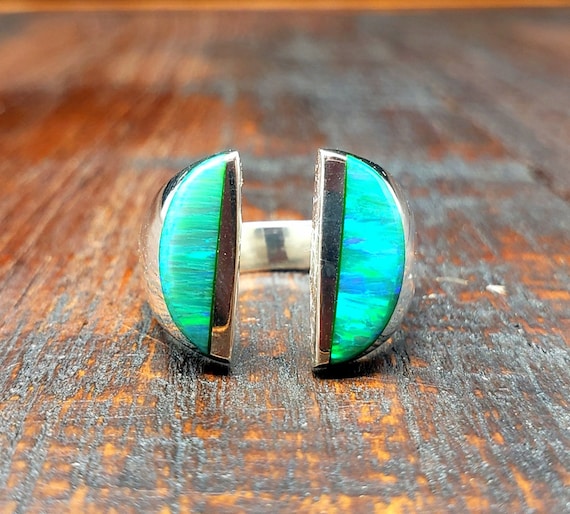 Sterling Silver Turquoise Opal Adjustable Stateme… - image 2