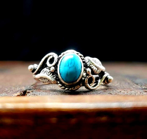 Adjustable Silver Turquoise Vine Ring - image 2