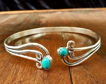 Silver Turquoise Swirl Arm Cuff Arm Band