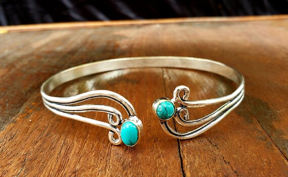 Silver Turquoise Swirl Arm Cuff Arm Band