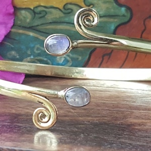 Moonstone Swirl Armcuff Arm Band Upper Arm Band.Brass Tribal Gemstone Crystal Bohemian Festival Bracelet Jewelry
