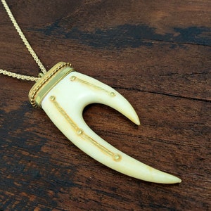 Carved Bone Tribal Pendant Necklace