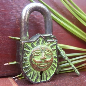 Tibetan Sun Blazing Star Lock Tribal Hardware Brass Decoration