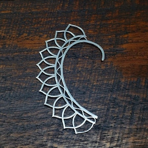 Silver Lotus Mandala Ear Cuff Earpiece Brass Bohemian Jewelry