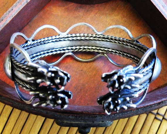Gypsy tribal cuff vintage Miao Hmong tribal silve… - image 2