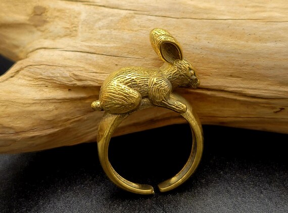 Metal Rabbit Chinese Ring Lucky Rabbit Ring Adjustable Chinese Zodiak Bunny Jew… - Gem