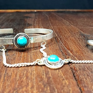 Turkos Silver Slavarmband Tribal Gypsy Festival Boho Smycken Armband