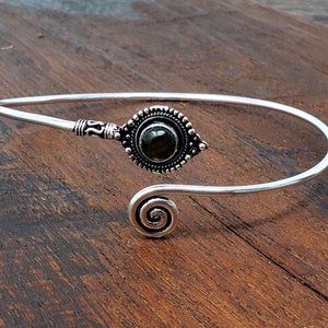 Labradorite Arm Cuff Silver Swirl Boho Jewelry