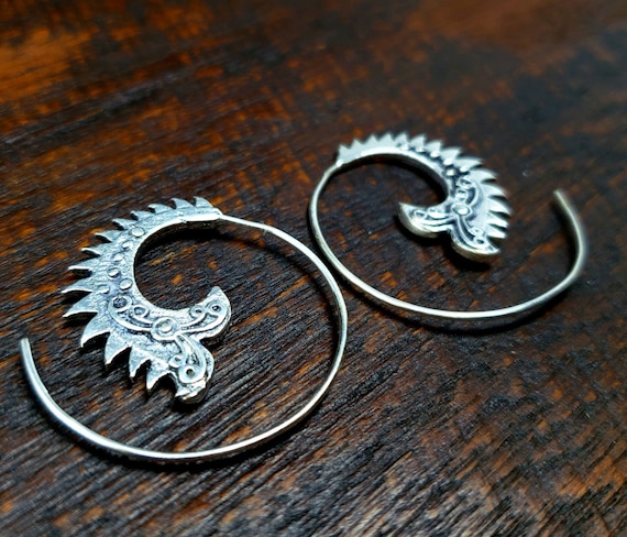 Prehistoric Silver Loop Earrings - image 1