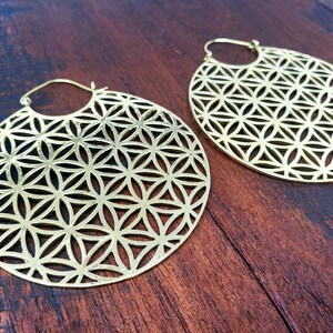 Gold Flower of Life Sacred Geometry Statement Earrings