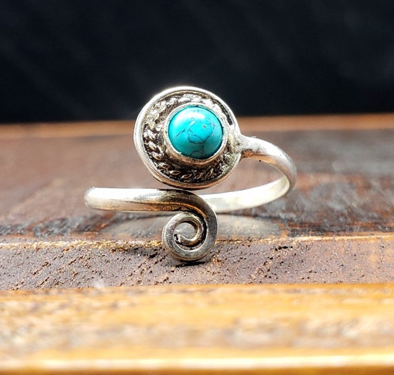Adjustable Silver Turquoise Ring - image 4