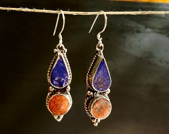 Tibetan Lapis Coral Earrings