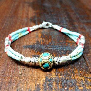 Simple Tibetan Beaded Turquoise Bracelet