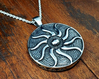 Southwestern Steel Sun Pendant Necklace for men or women