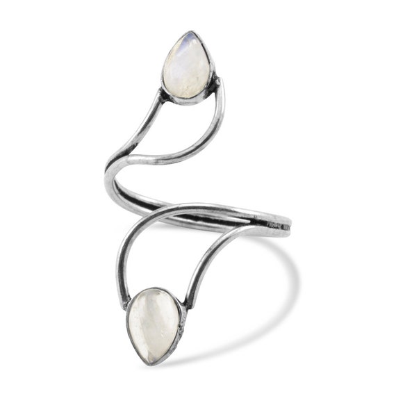 Silver Moonstone Vortex Ring Adjustable Tribal Cr… - image 2