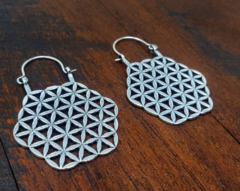 Silverly Orecchini A Disco Fiore Della Vita – Argento Sterling 925 – Geometria Sacra – Confezione Regalo