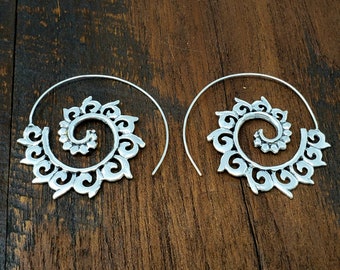 Unique Silver Spiral Earrings