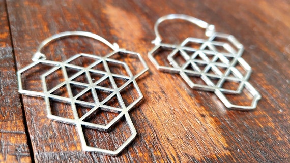 Silver Sacred Geometry Geometric Earrings - image 2