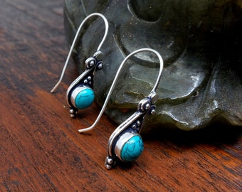 Simple Silver Turquoise Threader Earrings