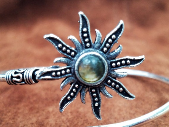 Labradorite Sun Adjustable Silver Bangle Bracelet… - image 3