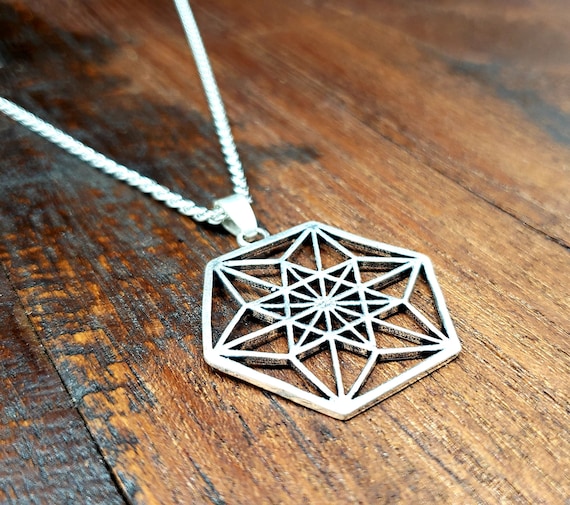 Silver Sacred Geometry Pendant Necklace - image 1