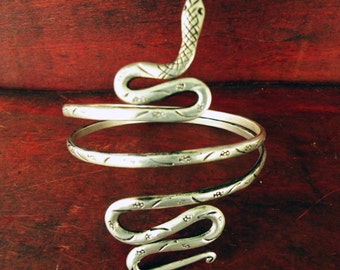 Silver snake arm cuff bracelet