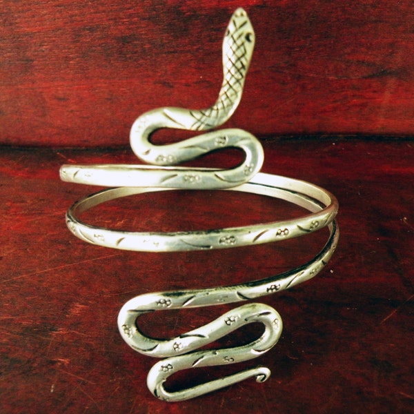 Silver snake arm cuff bracelet