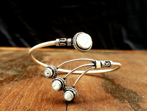 Silver Moonstone Adjustable Silver Bracelet - image 1