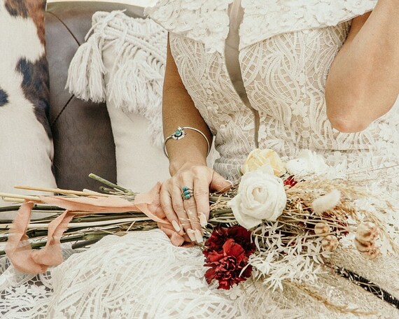 Silver Turquoise Shield Adjustable Bangle Bracelet - image 4