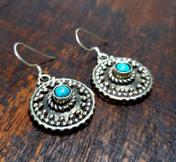 Simple Tibetan Turquoise Earrings