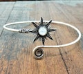 Silver Sunburst Moonstone Arm Cuff Arm Band Adjustable Tribal Gypsy Festival Boho Bohemian Jewelry