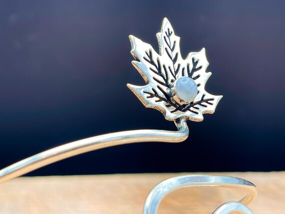 Silver Moonstone Leaf Arm cuff - image 2