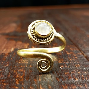 Adjustable Gold Moonstone Ring
