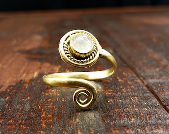Adjustable Gold Moonstone Ring