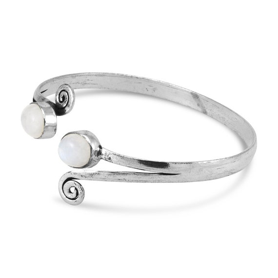 Silver Moonstone Swirl Arm cuff Arm Band Upper Ar… - image 5