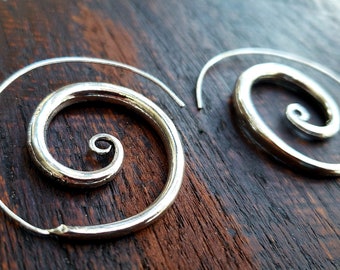 Simple Silver Threader Spiral Earrings