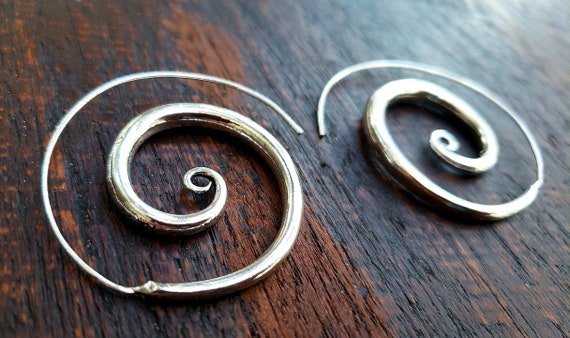 Simple Silver Threader Spiral Earrings - image 1