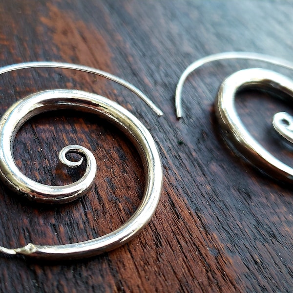 Simple Silver Threader Spiral Earrings