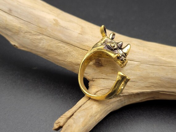 Gold Rhino Ring Adjustable Statement Jewelry - image 3